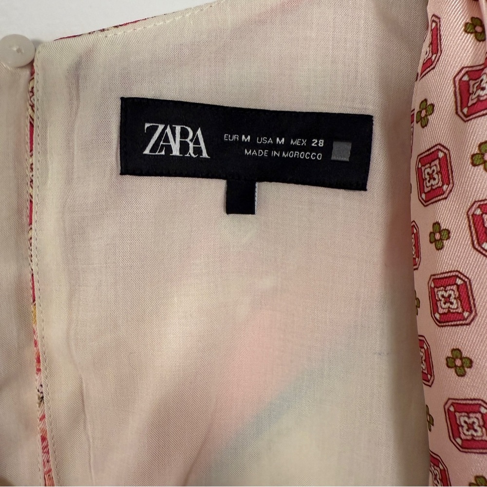 Zara Pink Green Patterned Mini Dress - Picture 5 of 8
